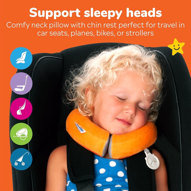 trunki Kid's Travel Neck Pillow and Chin Rest | Support Sleepy Heads in The Car Seat, Plane, Bike or Pram | Yondi Small Mylo Monkey (Orange) - Image 3