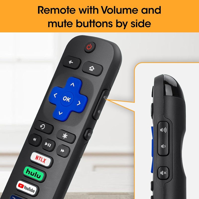 YesBes 6 حزمة بديلة لجهاز التحكم عن بعد مخصصة فقط لتلفزيون Roku، متوافقة مع تلفزيونات TCL Roku / Hisense Roku / Sharp / Philips / Onn Roku الذكية (ليست لعصا Roku أو صندوق Roku) - Image 3