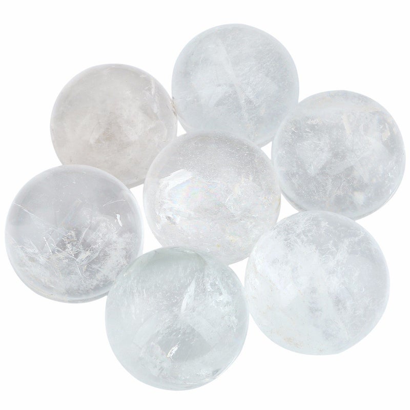 mookaitedecor Natural Rock Quartz Crystal Ball with Wood Stand, Healing Crystals Sphere Sculpture Home Decoration, 1.55"-1.75" - Image 2