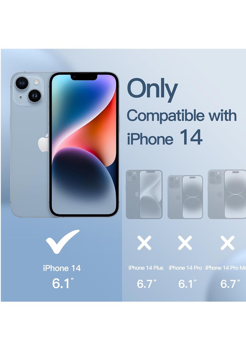 5 in 1 Silicone Case for iPhone 14 6.1-Inch, with 2-Pack Screen Protector and 2-Pack Camera Lens Protector, Full Coverage Tempered Glass Film, Shockproof Phone Cover (Blue)