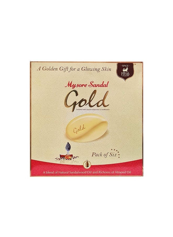 Mysore Sandal Gold Bathing Soap 125g Pack of 6 | Sandalwood | Moisturising | Value Pack Natural Soap - Image 1