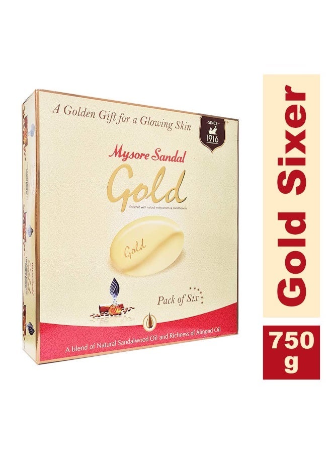 Mysore Sandal Gold Bathing Soap 125g Pack of 6 | Sandalwood | Moisturising | Value Pack Natural Soap - Image 2