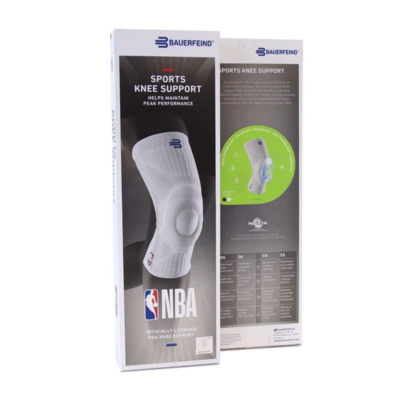 Bauerfeind Sports Knee Support NBA - Officially Licensed Basketball Knee Brace - Relief and Stabilization - Targeted Compression - Lightweight & Durable - White, X-Large - Image 5