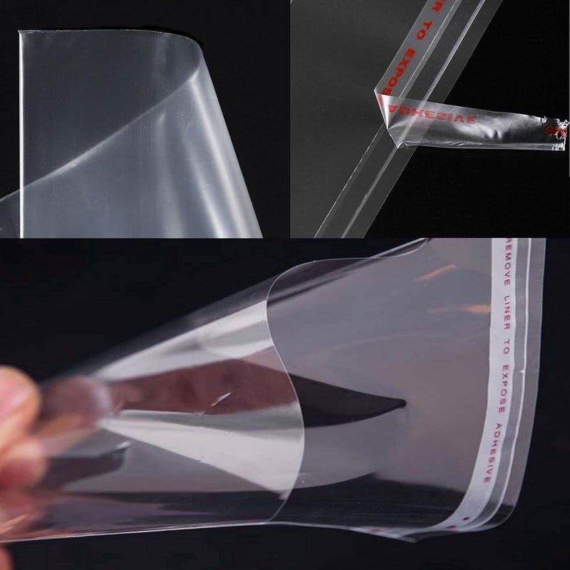 EachDusto 2x6 Long Cellophane Bags 100pcs Clear Self Adhesive Cello Baggies 2mil Skinny Self Stick Glassine Bags for Candy Crafts Bracelet Oil Pastel Disposable Tableware Watch Hairpin Key Chain - Image 5