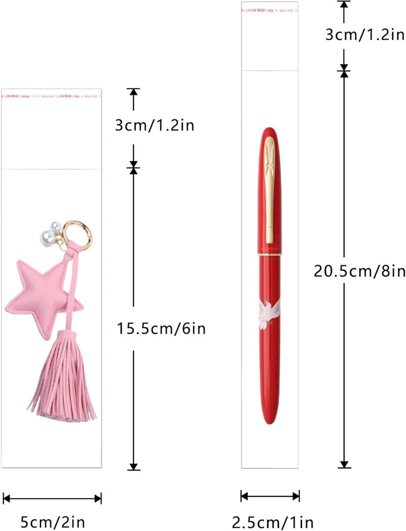 EachDusto 2x6 Long Cellophane Bags 100pcs Clear Self Adhesive Cello Baggies 2mil Skinny Self Stick Glassine Bags for Candy Crafts Bracelet Oil Pastel Disposable Tableware Watch Hairpin Key Chain - Image 2