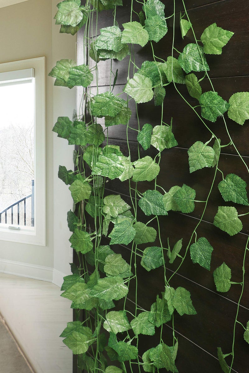 BS AMOR Artificial Plants Wall Hanging Special Occasion Decoration Home Decor for Wedding Party Office Festival Decorative (Green) - 6 String - Image 1