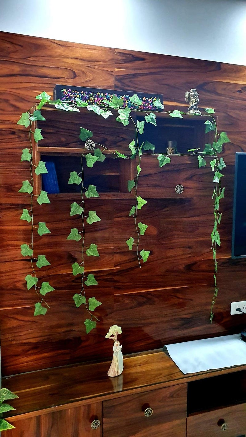 BS AMOR Artificial Plants Wall Hanging Special Occasion Decoration Home Decor for Wedding Party Office Festival Decorative (Green) - 6 String - Image 3