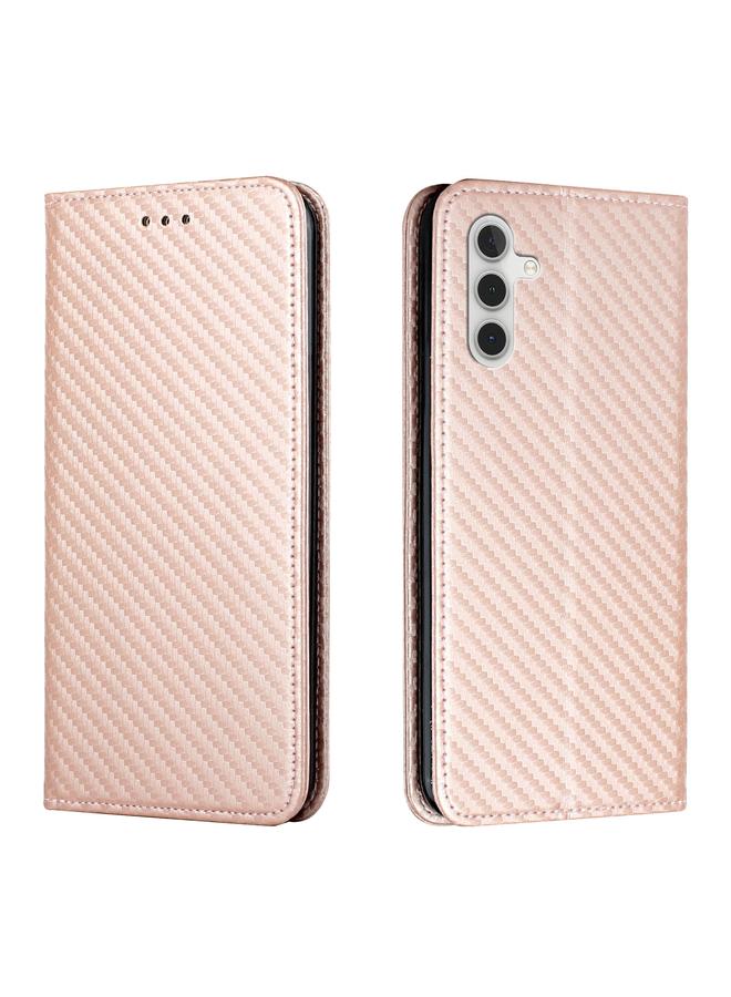 S-TOP Case For Samsung Galaxy A55 Carbon Fiber Texture Flip Holder Leather Phone Case - Image 1