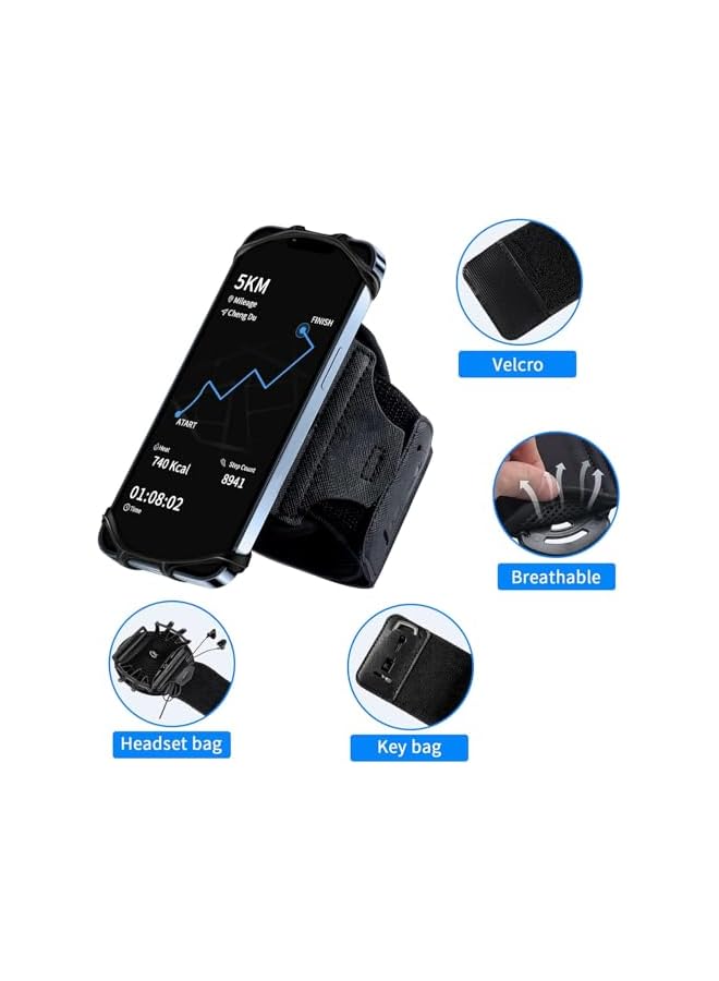 Green Tiger Wristband Phone Holder, for Running 360°Rotation and Detachable Sports Armband, with Key Holder for iPhone 16/15/14/13/12/11/Pro/XS/XR/X/8/7/6/Plus, for Samsung Galaxy, Fits 4''-6.5''Phone - Image 3