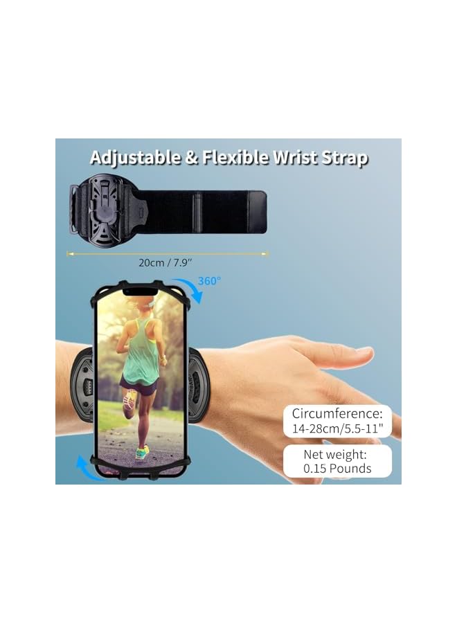 Green Tiger Wristband Phone Holder, for Running 360°Rotation and Detachable Sports Armband, with Key Holder for iPhone 16/15/14/13/12/11/Pro/XS/XR/X/8/7/6/Plus, for Samsung Galaxy, Fits 4''-6.5''Phone - Image 4