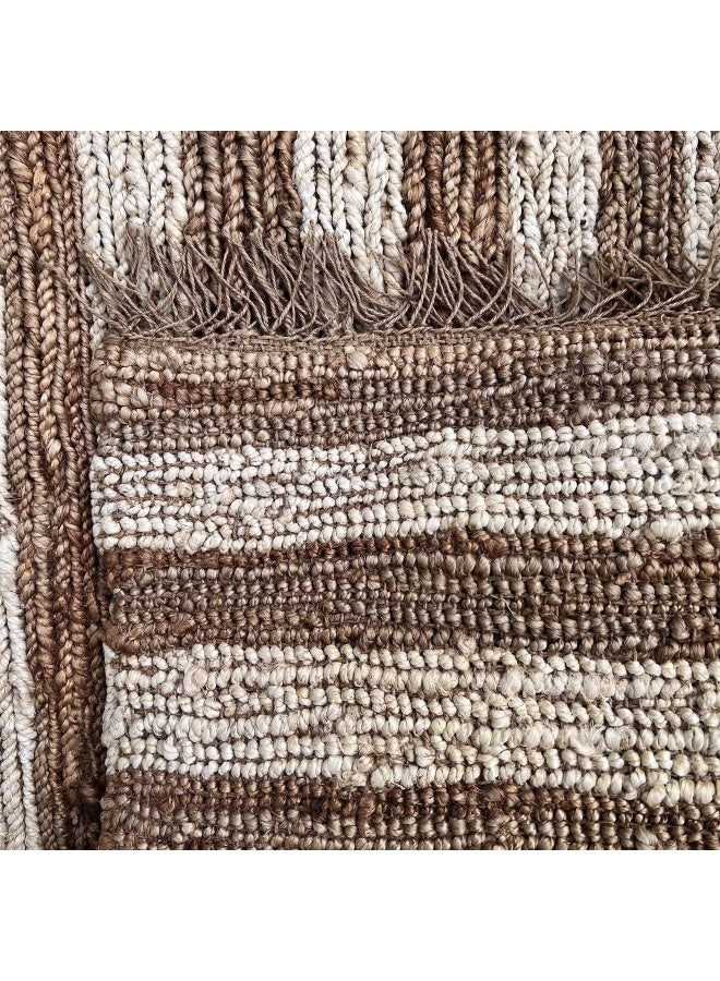 HANDPICKED FURNITURE Jute Wool And Cotton Beige Rectangular Carpet Ultra Soft Area Carpets For Bed Room Living Room And Dining Room Anti-Slip Floor Carpets Easy To Clean Made In Turkey 300X400Cm - Image 4