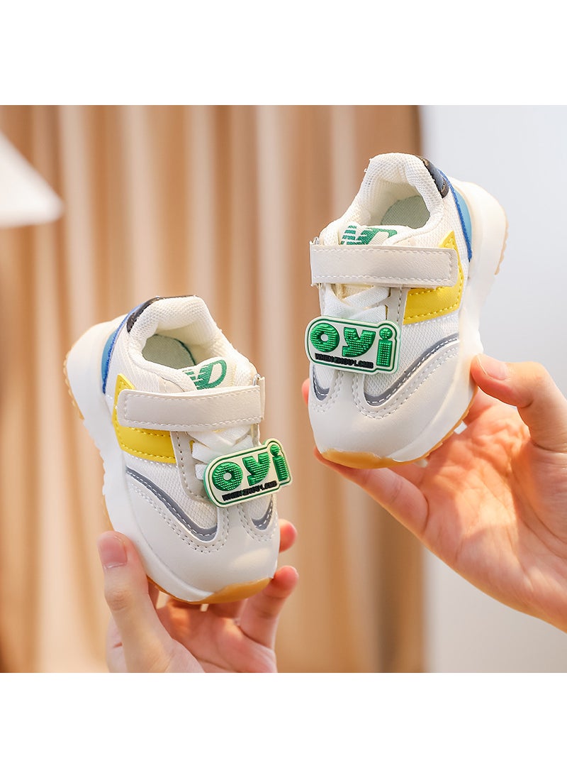 Generic Soft Sole Baby Sneakers Colorblock Velcro Yellow 