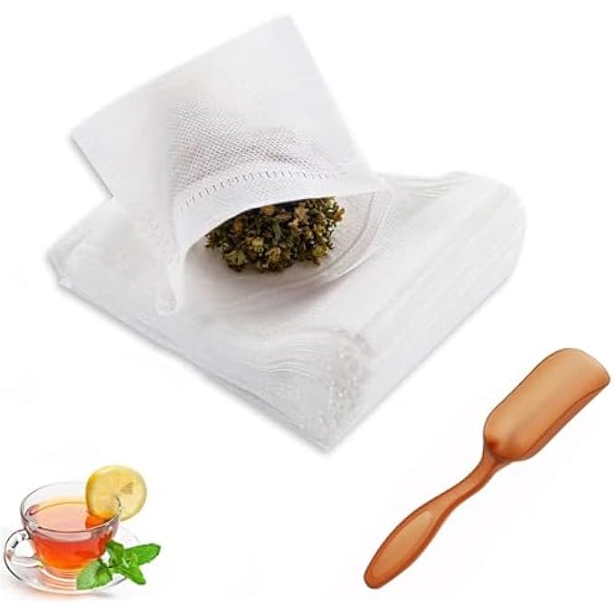 Duomama 200 Natural Cotton Tea Filter Bags  Convenient Drawstring Ideal For Loose Leaf Tea  Reusable Tea Infusers  For Steeping And Brewing Tea At Home Or Go Out  354 X 275 Inch - Image 1