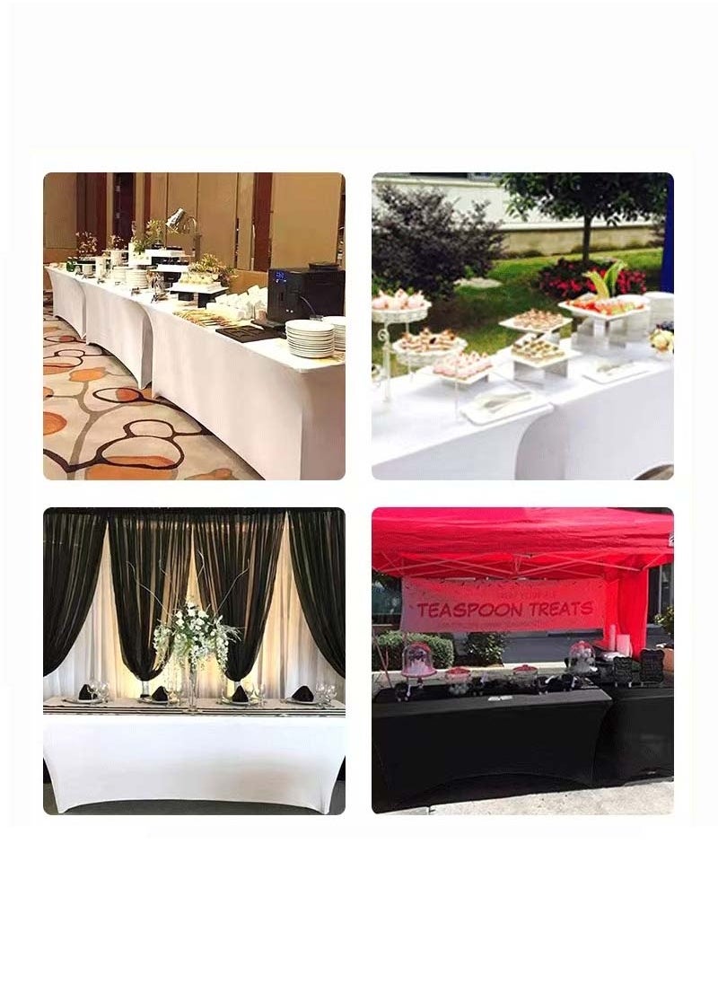 BAEKO - Spandex Table Cloth, 6ft Table Cover Rectangular Stretch Table Cloth Tight Fit Tablecloth for Parties, Trade Shows, Weddings and Events of All Kinds(black) - Image 1