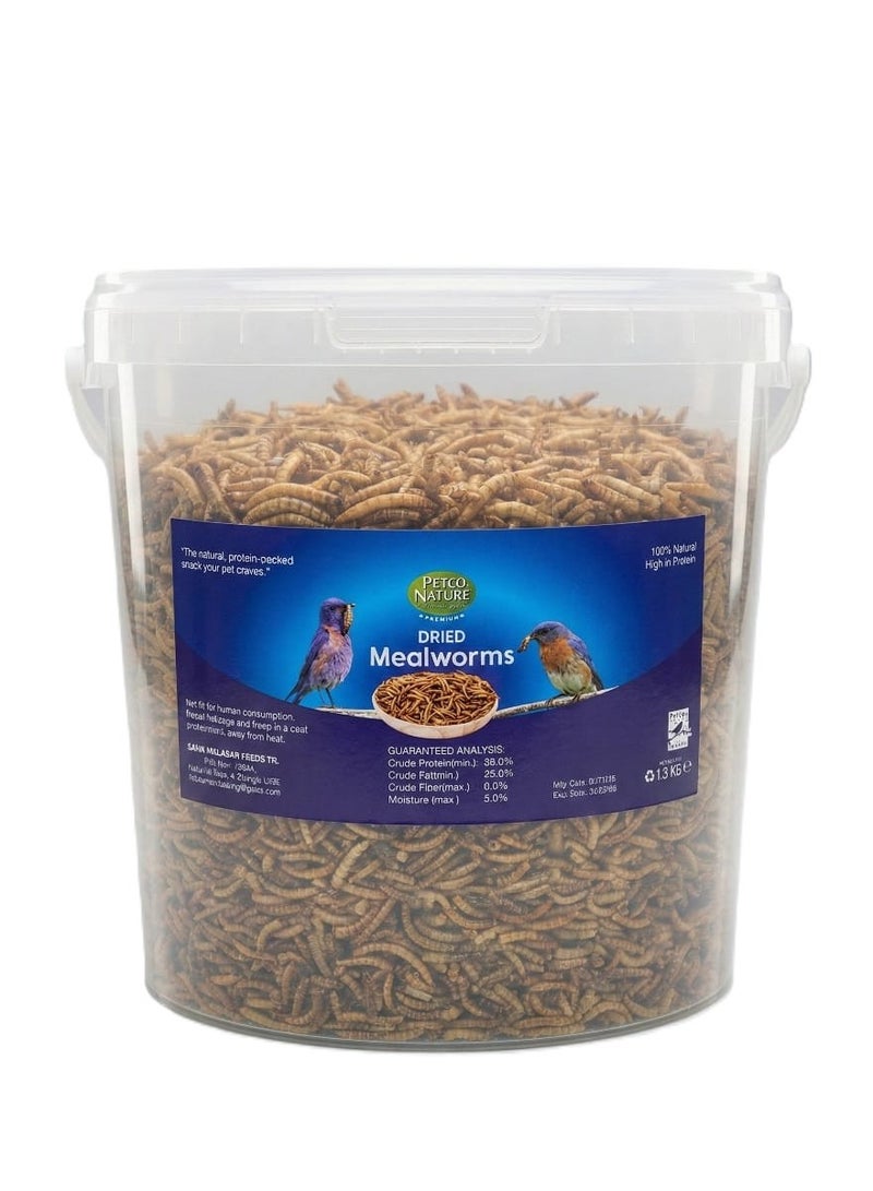 GOLDEN CAT Petco Nature Dried Mealworms 1.5 KG – Natural High-Protein Treat for Birds, Poultry, Fish, Reptiles & Small Pets - Image 1