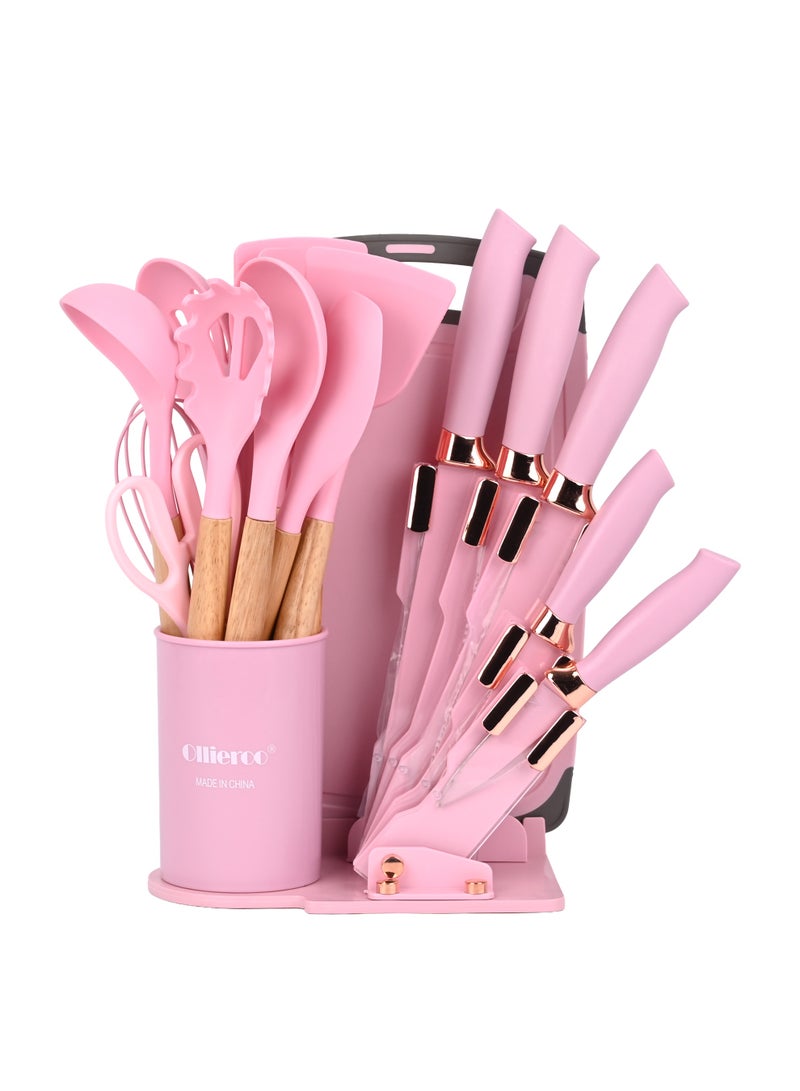 أولييرو طقم أدوات مطبخ وسكاكين ١٩ قطعة ١٩٥٠ جرام - وردي - Image 3