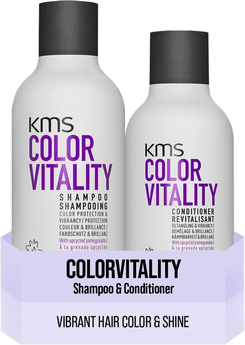 KMS ColorVitality Shampoo and Conditioner Set for Coloured Hair 300ml Color Protection Shine Hydration with Upcycled Pomegranate Vegan Formula