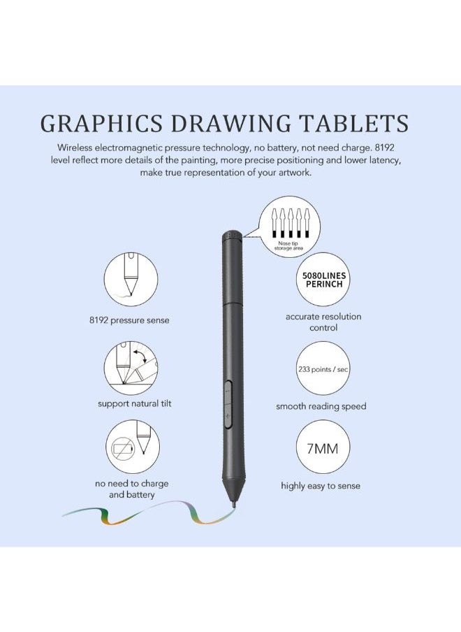 NIBEMINENT Ultralight Grafische Tablet With Pen White/Black  - Image 2