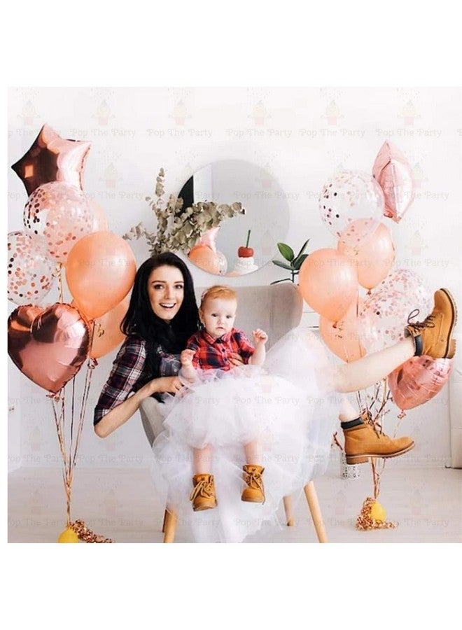 Pop The Party Pop The Party Nylon 40Th Number Balloon With 40 Digit Balloon For Including Star, Heart And Confetti Balloons (40 Year 10 Pcs Balloon Set Rose Gold) - Image 3