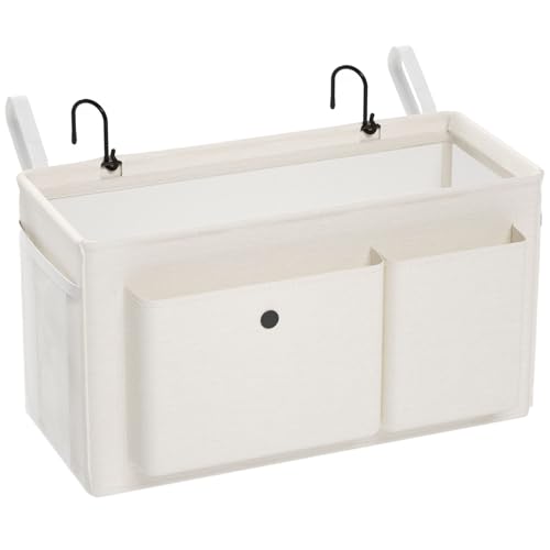 Edudif Bedside Caddy Bedside Organizer with Fixed Straps & Water Bottle Holder, Bunk Bed Caddy ideal for Home, Dorm, Hospital, Crib, Versatile Bedside Storage Solution (White) - Image 1