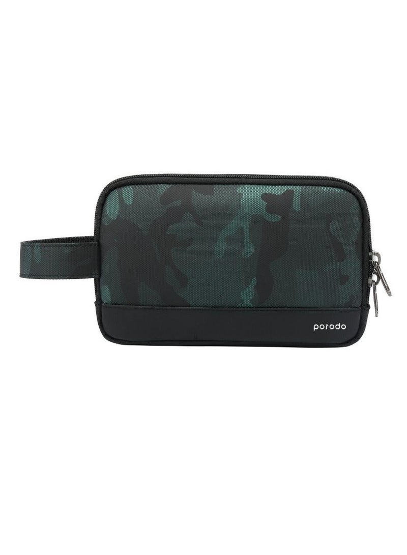 porodo Camouflage Case with Waterproof & Zipper Closure / IPX3 Water Resistant / Storage Bag / 8.2" Travel Friendly /  Compact / Tough / Multi-Compartment -Green - Image 1