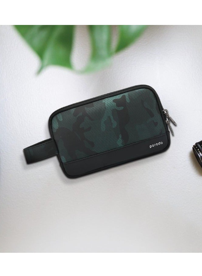 porodo Camouflage Case with Waterproof & Zipper Closure / IPX3 Water Resistant / Storage Bag / 8.2" Travel Friendly /  Compact / Tough / Multi-Compartment -Green - Image 2