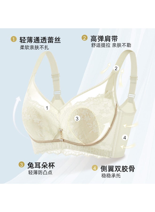 Fenton Ultra-thin Bunny Ears Mesh Lace Breathable Minimizer Bra For Large Bust With Side Smoothing And Lift Adjustable Women's Underwear - Image 3