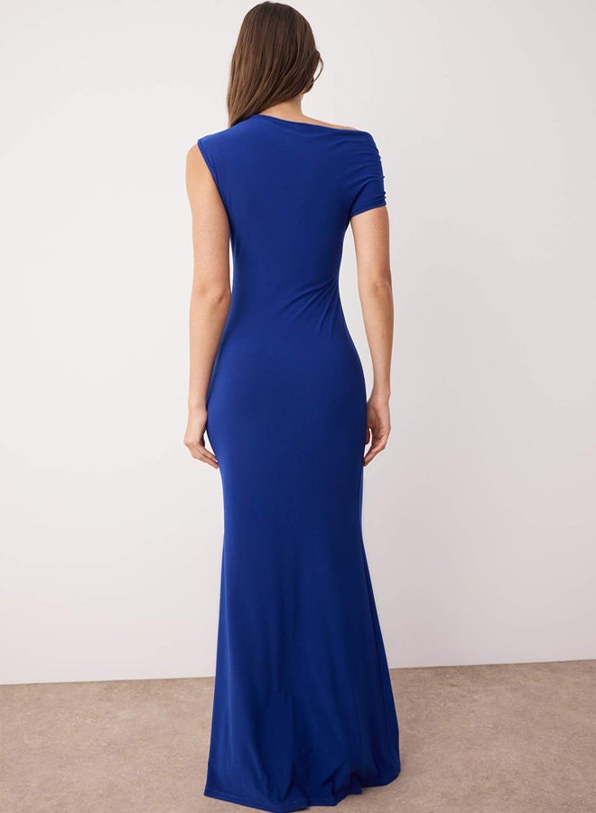 trendyol Saxe Body-fitting Stone Accessory Woven Long Elegant Evening Night Graduation Dress - Image 4