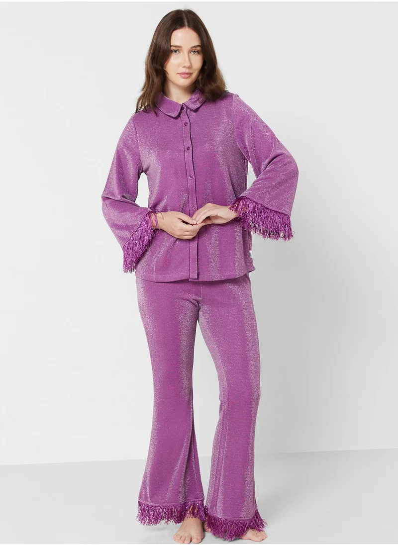 CHELSEA PEERS Button Down Shirt & Pyjama Set