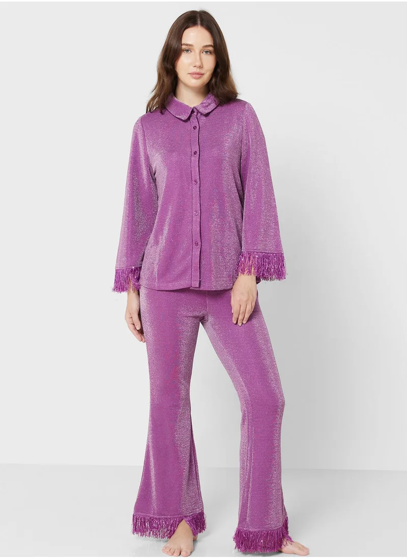 CHELSEA PEERS Button Down Shirt & Pyjama Set