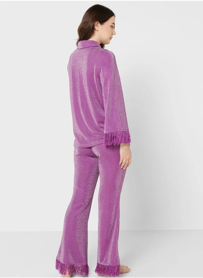 CHELSEA PEERS Button Down Shirt & Pyjama Set