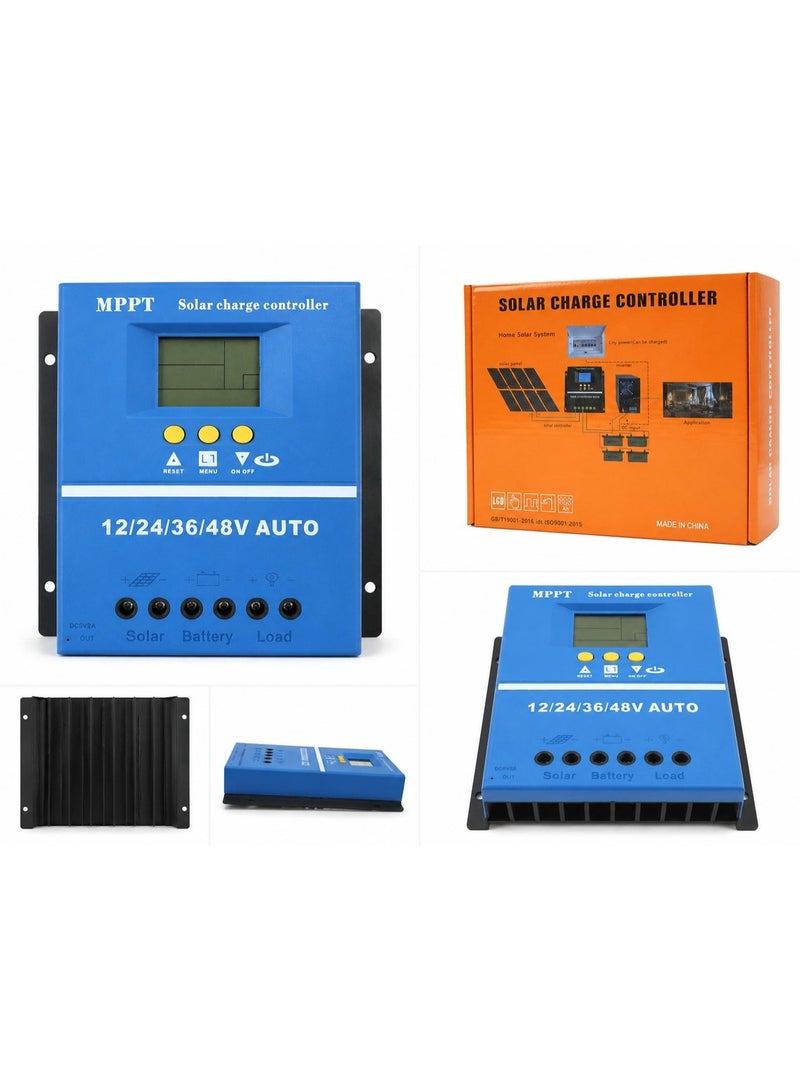 منظم شحن طاقة شمسية ذكي 12V/24V/36V/48V أوتوماتيكي مع شاشة LCD لحماية وشحن البطاريات لأنظمة الطاقة الشمسية