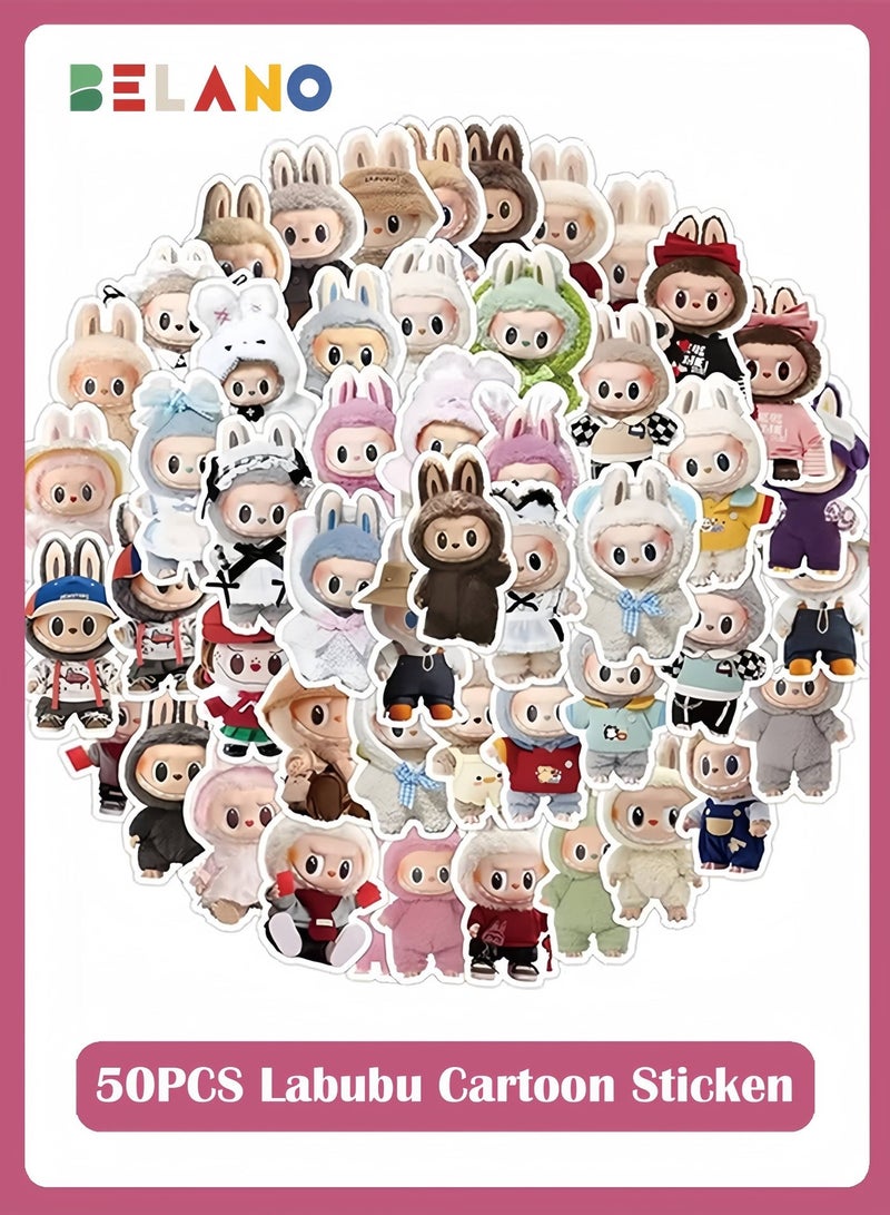 BELANO 50Pcs Labubu Cartoon Stickers Pack for Kids – Waterproof Vinyl Cute Decals for Bottles, Laptops, Journals & Gifting - Image 1