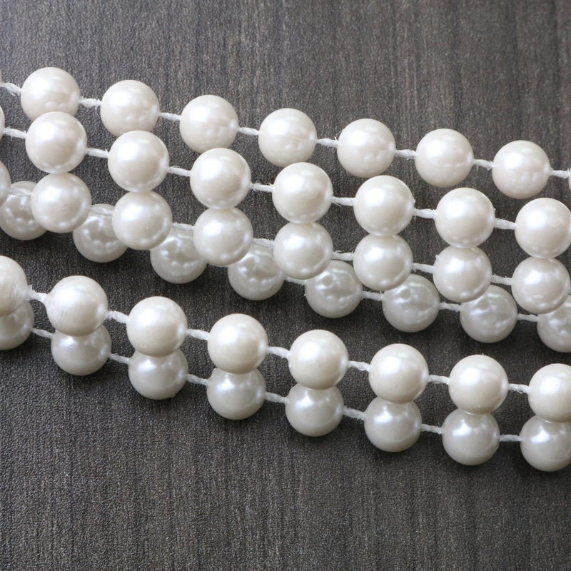Skeleteen Faux White Pearl Necklaces - Pearl Beaded Necklace Party Favors - 12Pk - Image 4