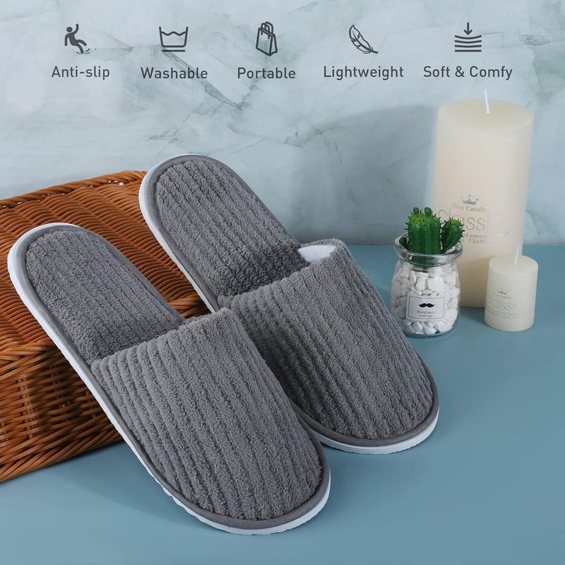 Excefore Disposable Slippers, Closed Toe Spa Slippers Coral Fleece Washable Home Slippers for Women Men Guests Hotels House Slippers Housewarming Party Indoors Bathroom Traveling - Image 5