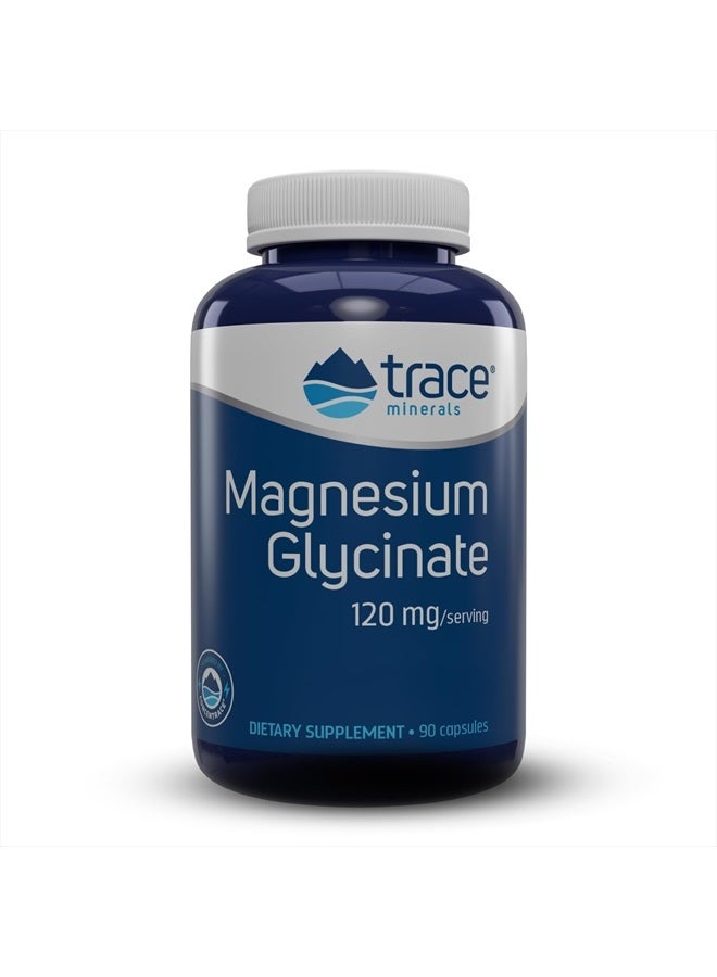Trace Minerals Magnesium Glycinate Capsules | 120 mg Magnesium Supplement | 90 Count - Image 1