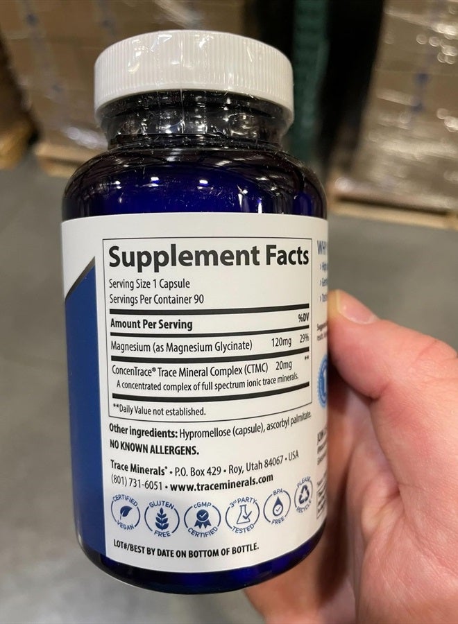 Trace Minerals Magnesium Glycinate Capsules | 120 mg Magnesium Supplement | 90 Count - Image 3