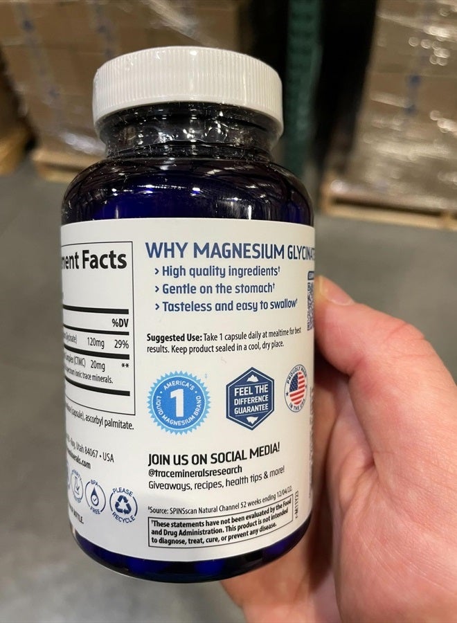 Trace Minerals Magnesium Glycinate Capsules | 120 mg Magnesium Supplement | 90 Count - Image 4