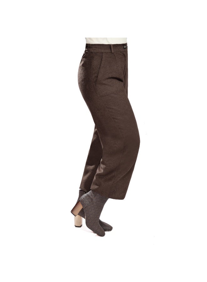 Smoky Egypt Wide Leg Solid Velvet Pants-Brown - Image 2