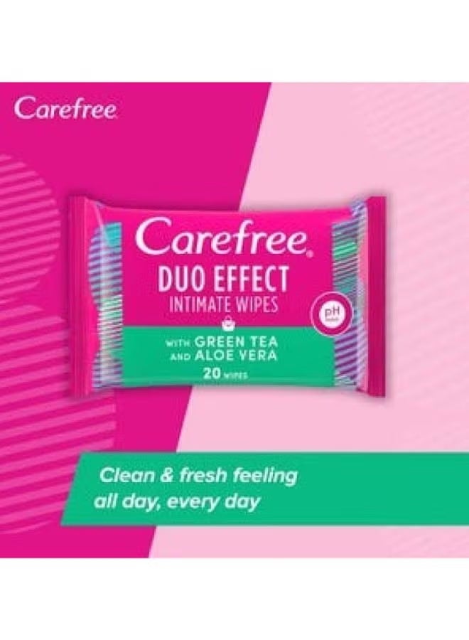 Carefree Daily Intimate Wipes Duo Effect With Green Tea And Aloe Vera 20 Piece - Image 1