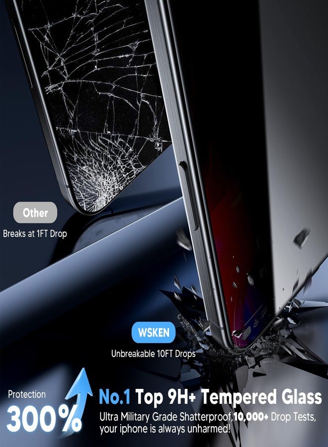 WSKEN for iPhone 16 Pro Max Privacy Screen Protector - [25° Anti-Spy] [Top 9H+ Tempered Glass] [Auto-Dust Removal] HD Full Coverage Military Grade 10X Shatterproof Flim Easy Install, 2 Pack - Image 5
