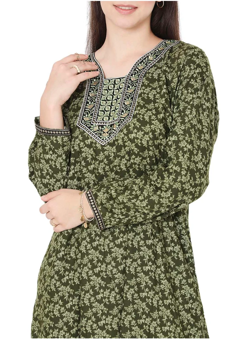 HANA & SARA LONG PRINTED THREAD EMBROIDERY MODEST ARABIC KAFTAN JALABIYA DRESSES