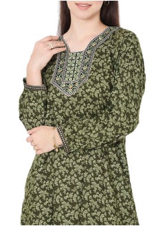 HANA & SARA LONG PRINTED THREAD EMBROIDERY MODEST ARABIC KAFTAN JALABIYA DRESSES  - Image 3