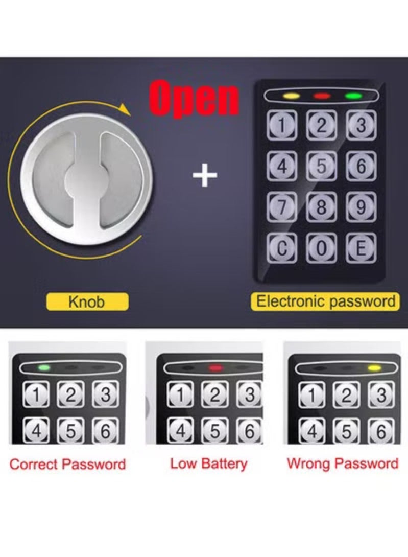 Rubik Mini Digital Safe Box with Electronic Keypad and Physical Key Lock for Home Office Hotel Jewelry Passport Watches Cash Storage Size 23x17x17cm (Brown) - Image 5