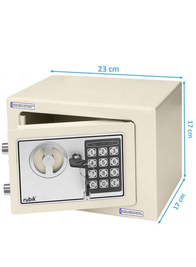 Rubik Mini Digital Safe Box with Electronic Keypad and Physical Key Lock for Home Office Hotel Jewelry Passport Watches Cash Storage Size 23x17x17cm (Brown) - Image 3