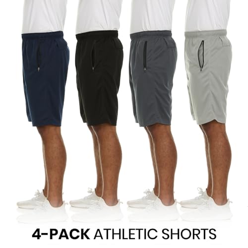 Essential Elements Men’s Athletic Shorts 4 Pack – Quick-Dry Moisture Wicking Basketball, Gym & Workout Shorts with Pockets - Image 2