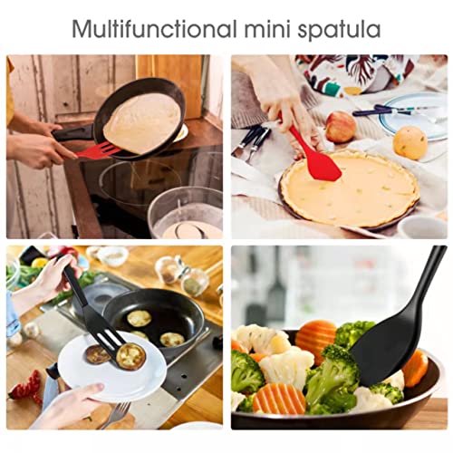 Armrouns Mini Serving Spatula 2pcs set, Silicone Serve Turner Heat-Resistant Cookie Slotted Spatula, For Kitchen Cooking. (Black) - Image 3