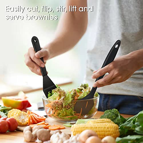 Armrouns Mini Serving Spatula 2pcs set, Silicone Serve Turner Heat-Resistant Cookie Slotted Spatula, For Kitchen Cooking. (Black) - Image 5