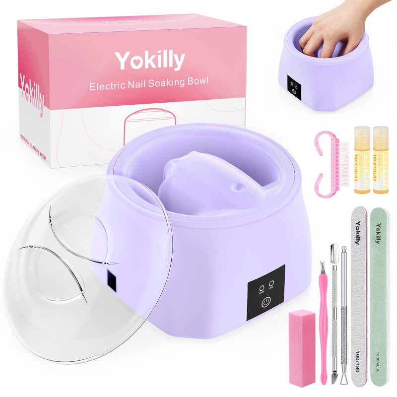 Yokilly Nail Soaking Bowl Heated: 50% Faster Nail Soak off Bowl for Women Nail Beginner - Electric Manicure Nail Bowl for Home Salonï¼ˆPurple) - Image 1