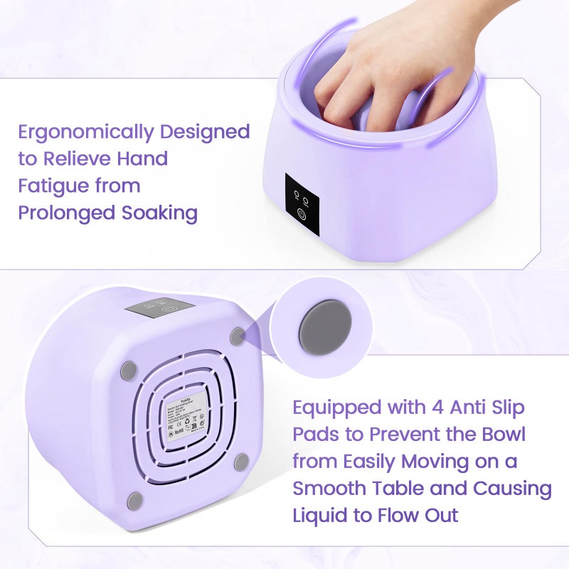 Yokilly Nail Soaking Bowl Heated: 50% Faster Nail Soak off Bowl for Women Nail Beginner - Electric Manicure Nail Bowl for Home Salonï¼ˆPurple) - Image 5